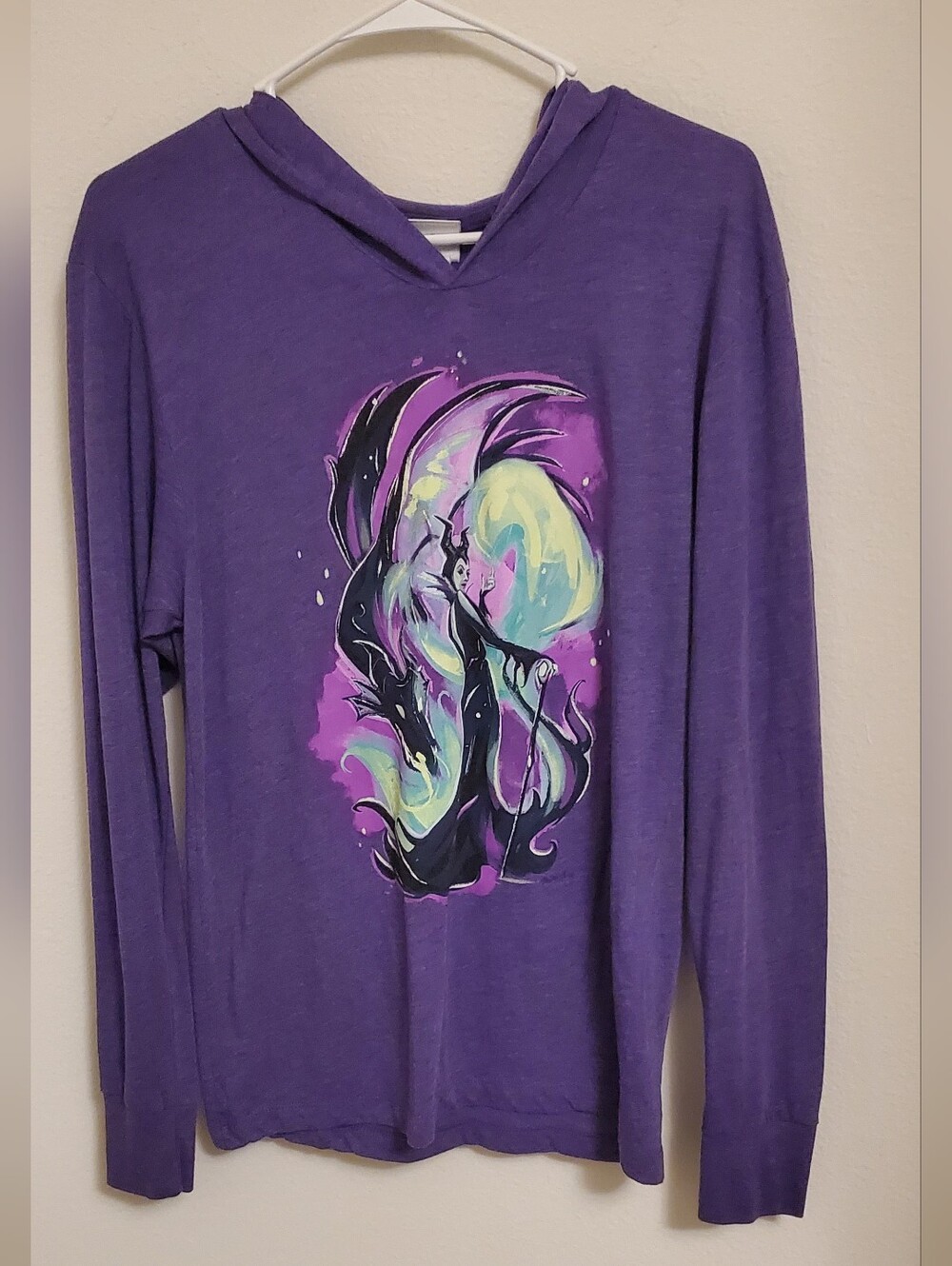 Disney Wonderground Gallery Maleficent Long Sleeve Hooded Shirt Size Small
